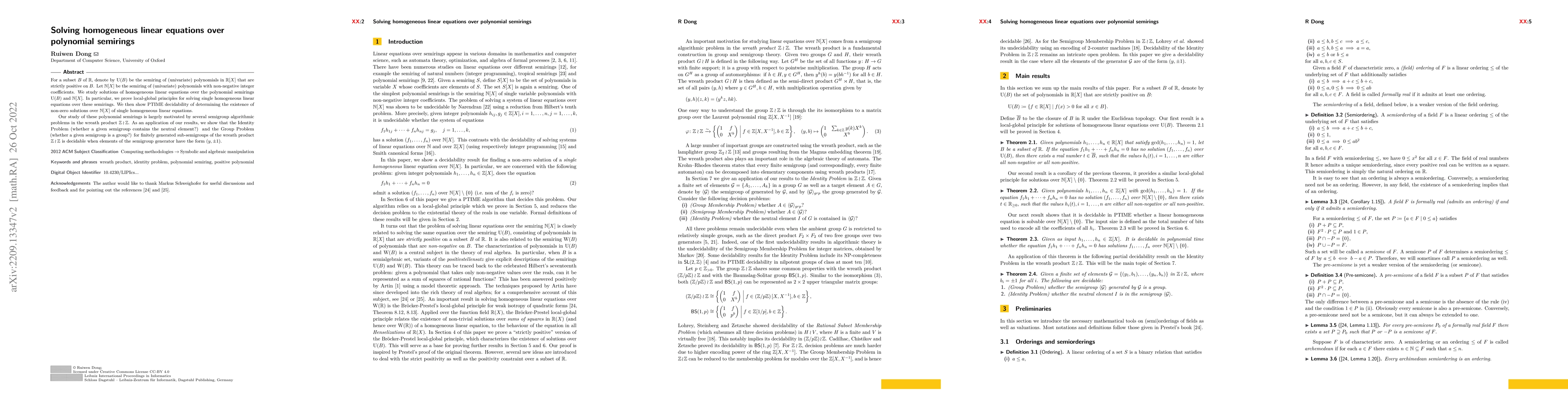 Thumbnail for Solving homogeneous linear equations over polynomial semirings