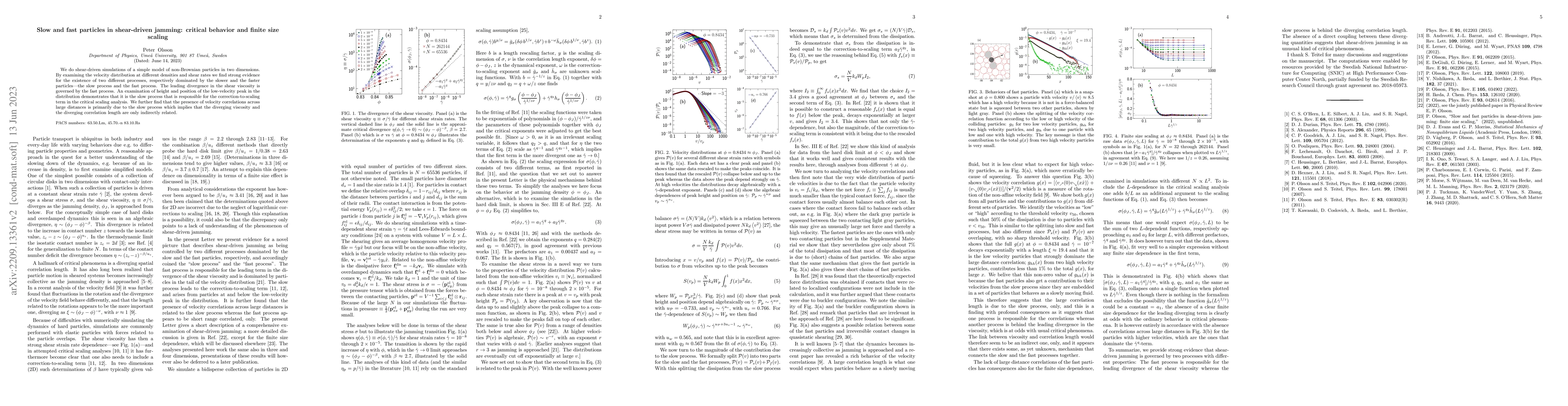 Thumbnail for Slow and fast particles in shear-driven jamming: critical behavior and
  finite size scaling