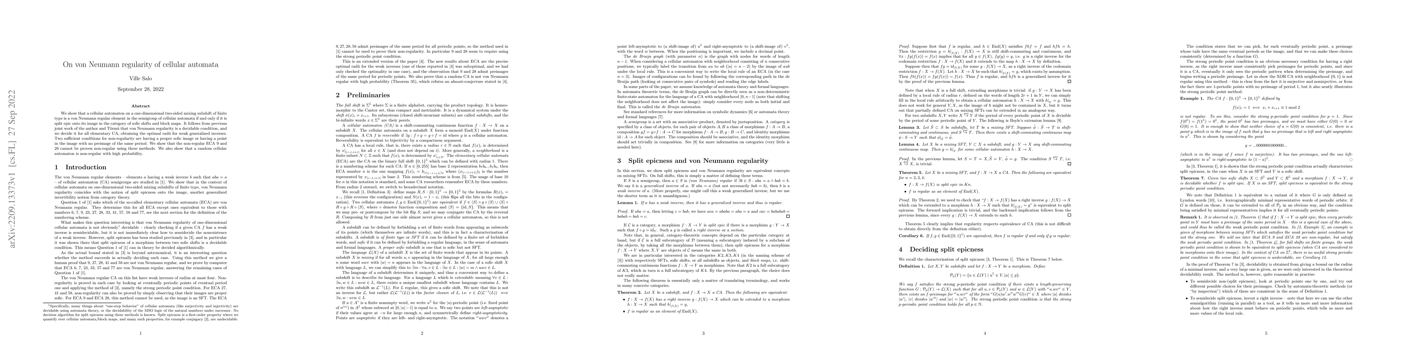 Thumbnail for On von Neumann regularity of cellular automata