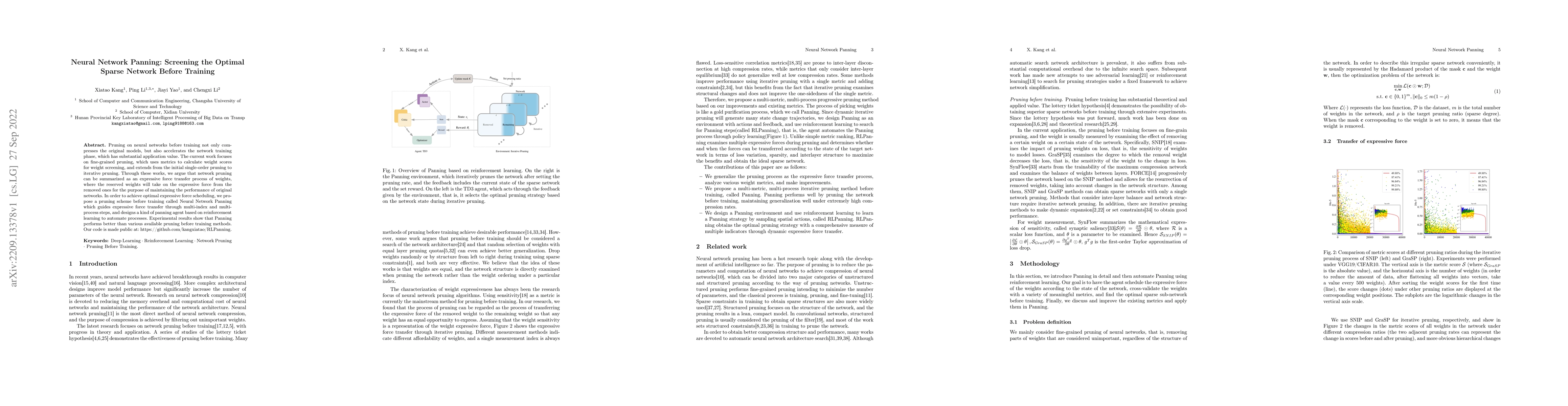 Thumbnail for Neural Network Panning: Screening the Optimal Sparse Network Before
  Training