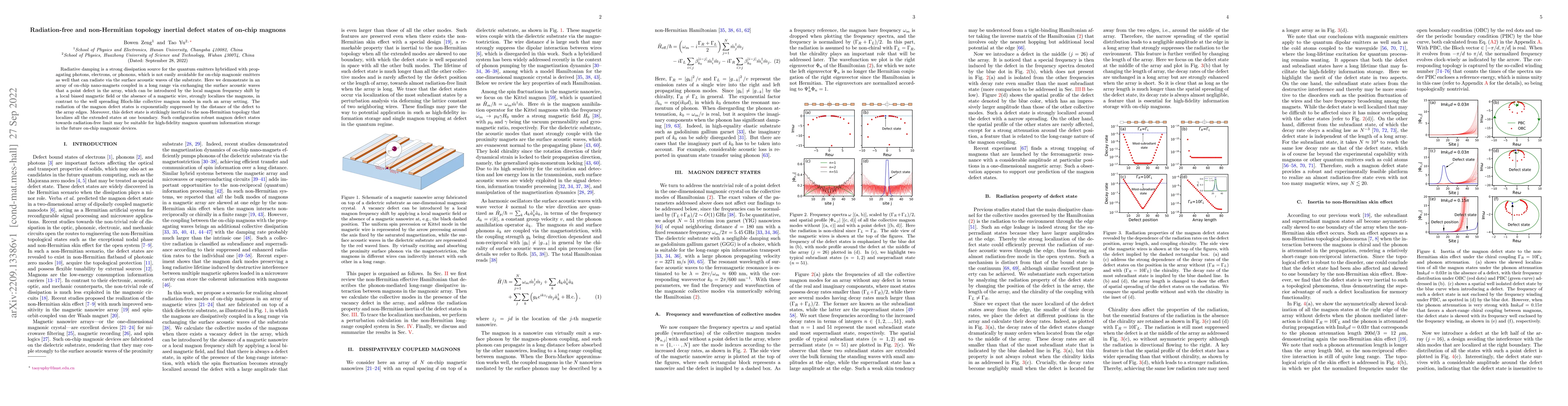 Thumbnail for Radiation-free and non-Hermitian topology inertial defect states of
  on-chip magnons
