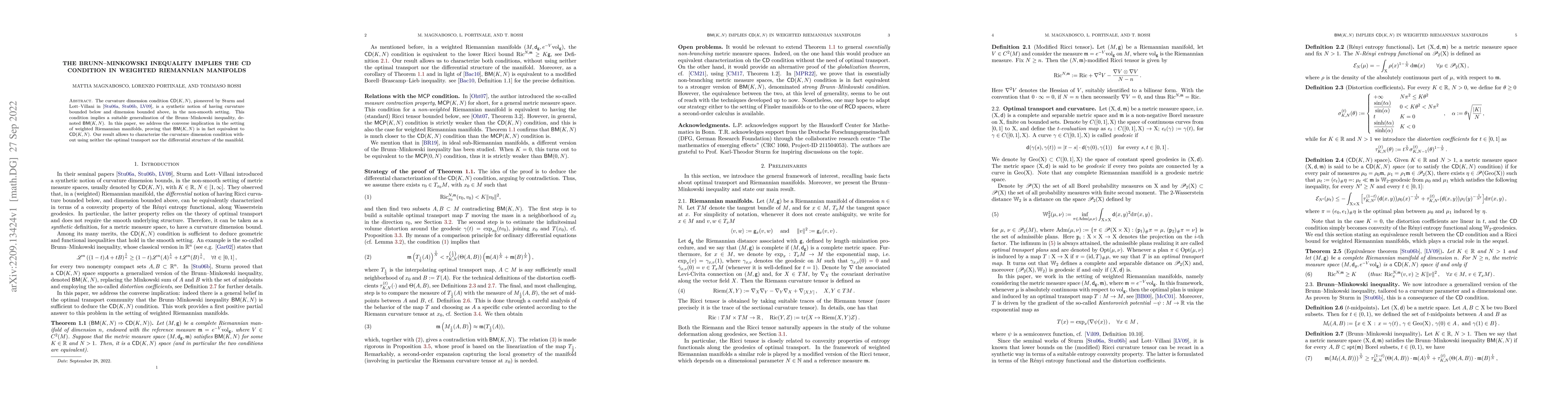 Thumbnail for The Brunn--Minkowski inequality implies the CD condition in weighted
  Riemannian manifolds