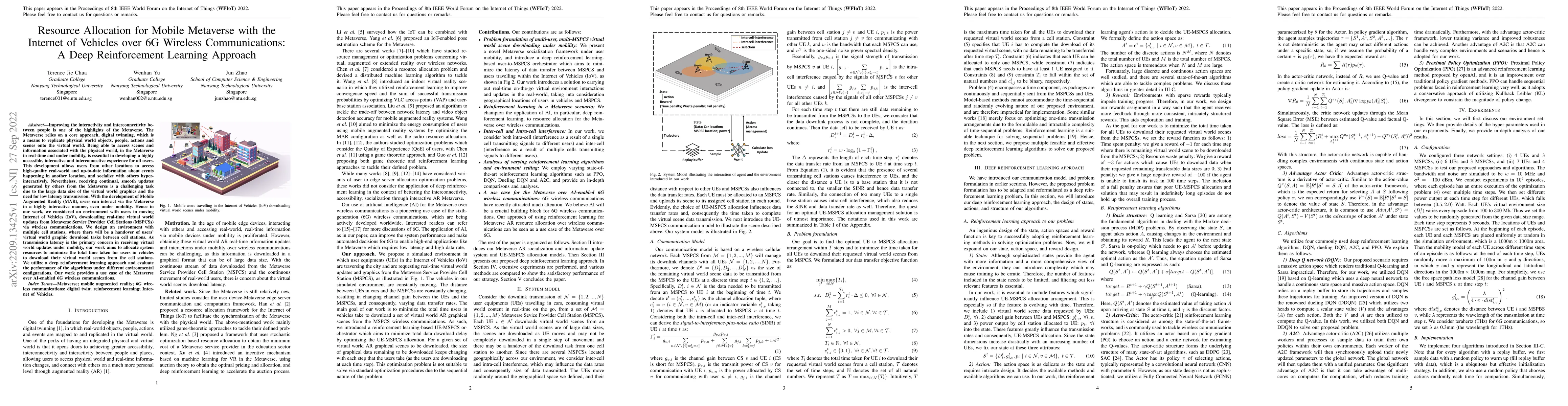 Thumbnail for Resource Allocation for Mobile Metaverse with the Internet of Vehicles
  over 6G Wireless Communications: A Deep Reinforcement Learning Approach
