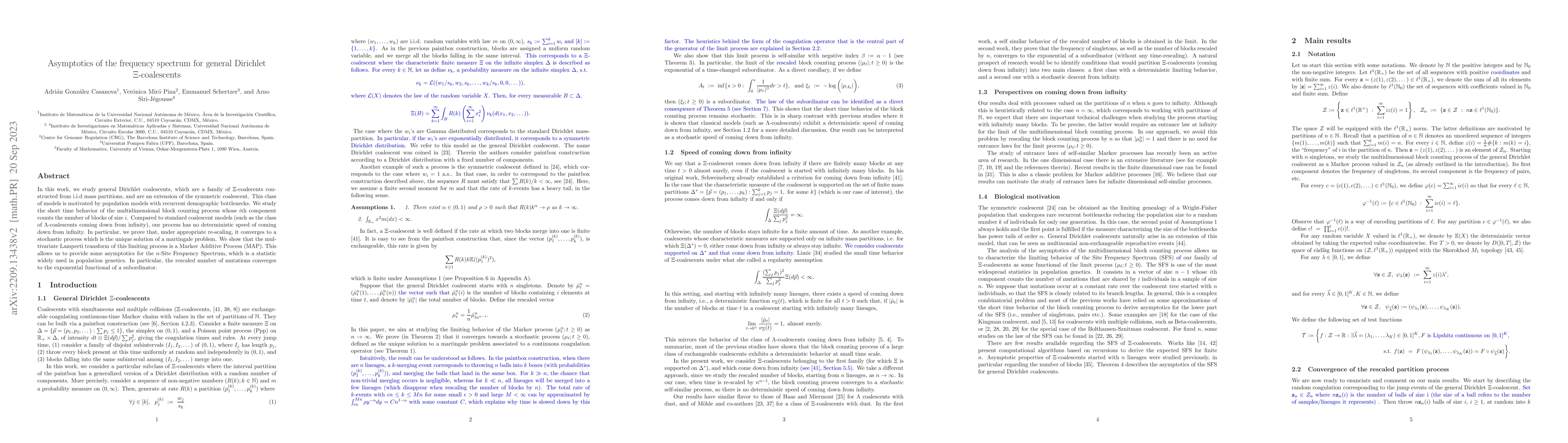 Thumbnail for Asymptotics of the frequency spectrum for general Dirichlet
  Xi-coalescents