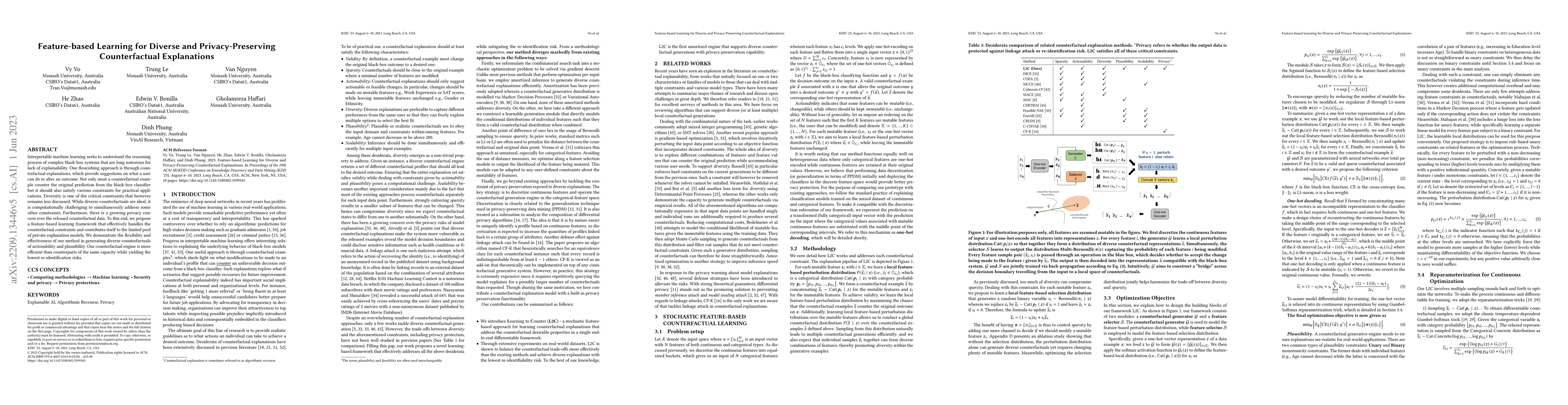 Thumbnail for Feature-based Learning for Diverse and Privacy-Preserving Counterfactual
  Explanations