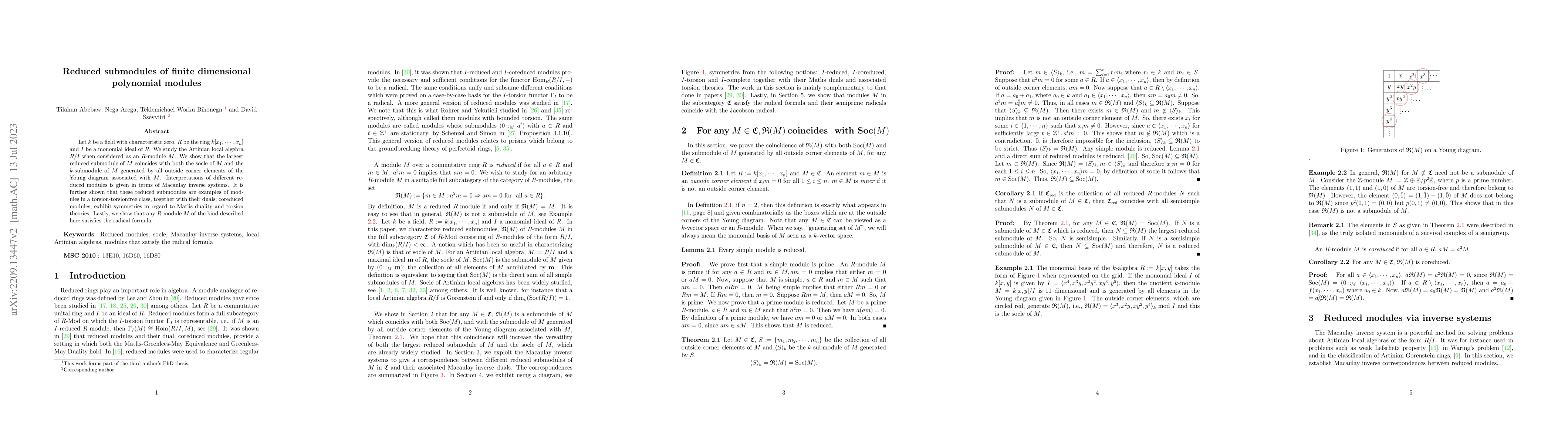 Thumbnail for Reduced submodules of finite dimensional polynomial modules