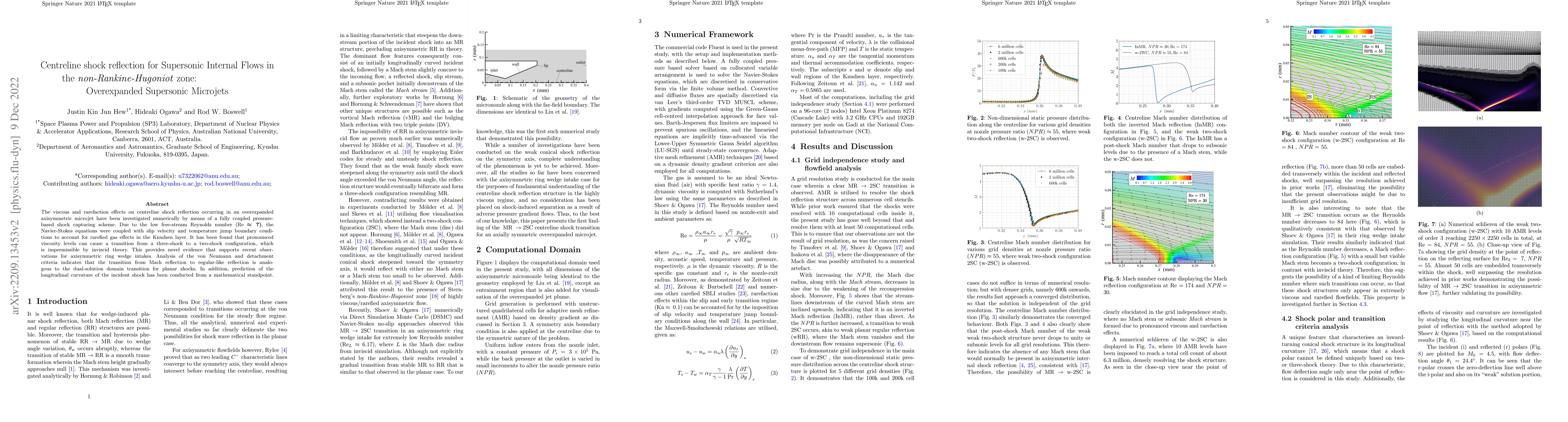 Thumbnail for Centreline shock reflection phenomena for Supersonic Internal Flows in
  the non-Rankine-Hugoniot zone: Overexpanded Supersonic Microjets