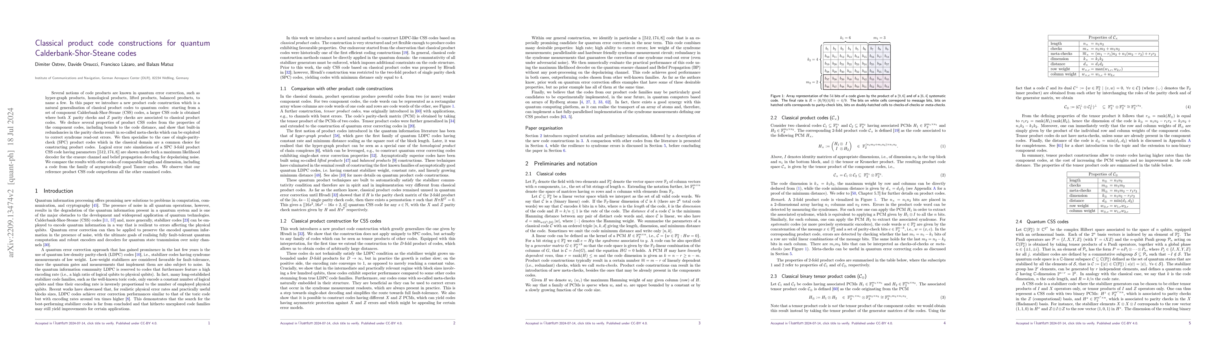 Thumbnail for Classical product code constructions for quantum Calderbank-Shor-Steane
  codes