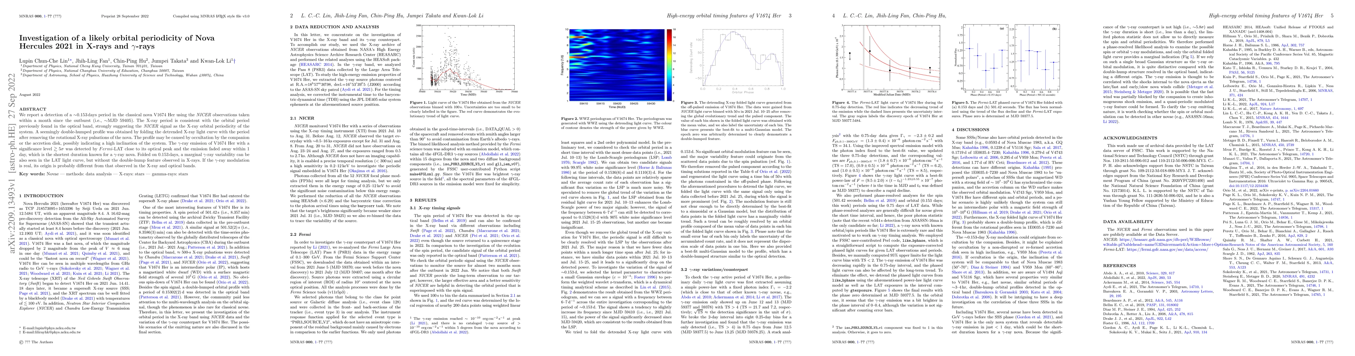 Thumbnail for Investigation of a likely orbital periodicity of Nova Hercules 2021 in
  X-rays and gamma-rays