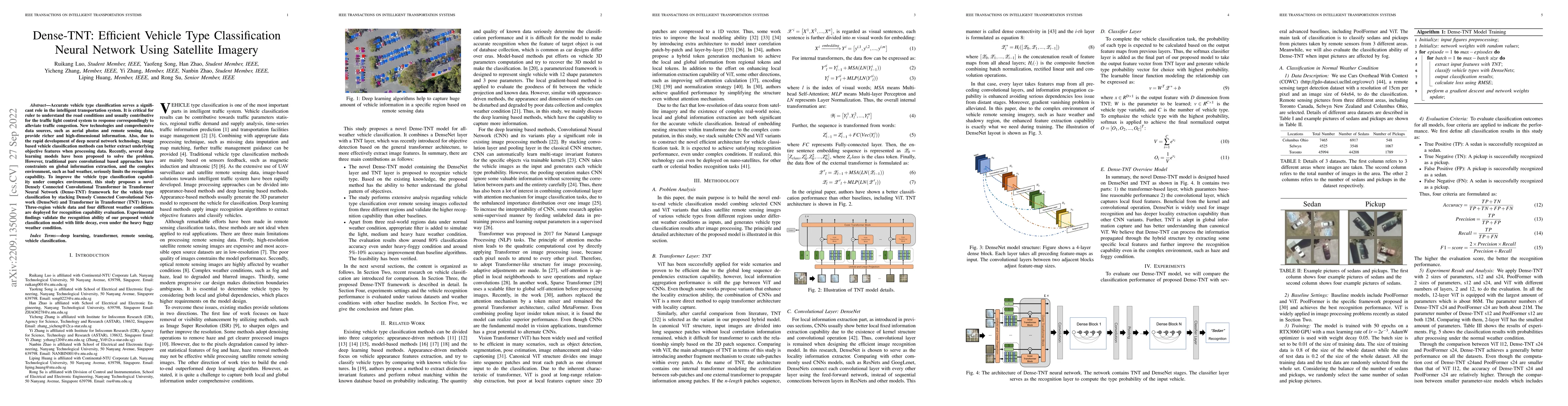 Thumbnail for Dense-TNT: Efficient Vehicle Type Classification Neural Network Using
  Satellite Imagery