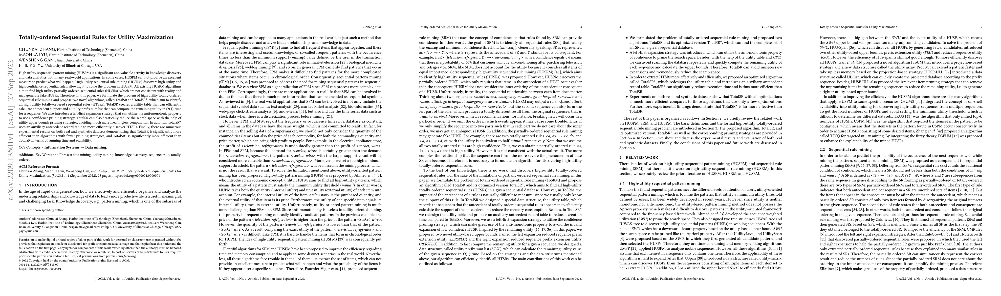 Thumbnail for Totally-ordered Sequential Rules for Utility Maximization