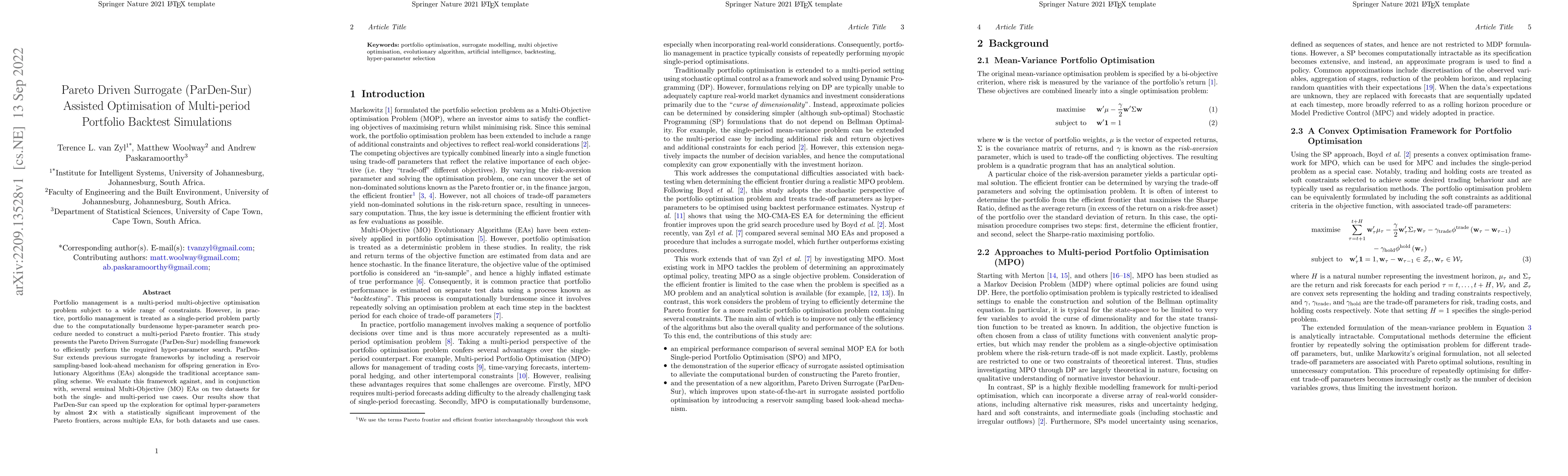 Thumbnail for Pareto Driven Surrogate (ParDen-Sur) Assisted Optimisation of
  Multi-period Portfolio Backtest Simulations