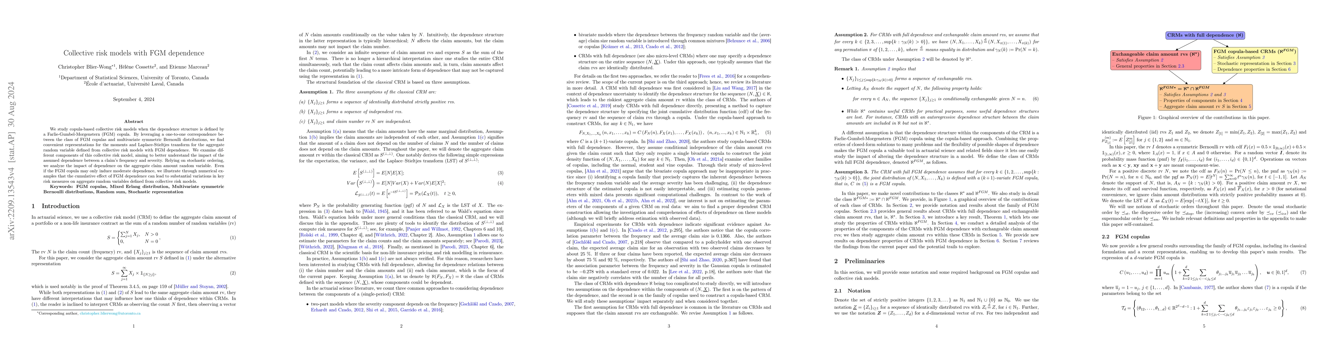 Thumbnail for Collective risk models with FGM dependence