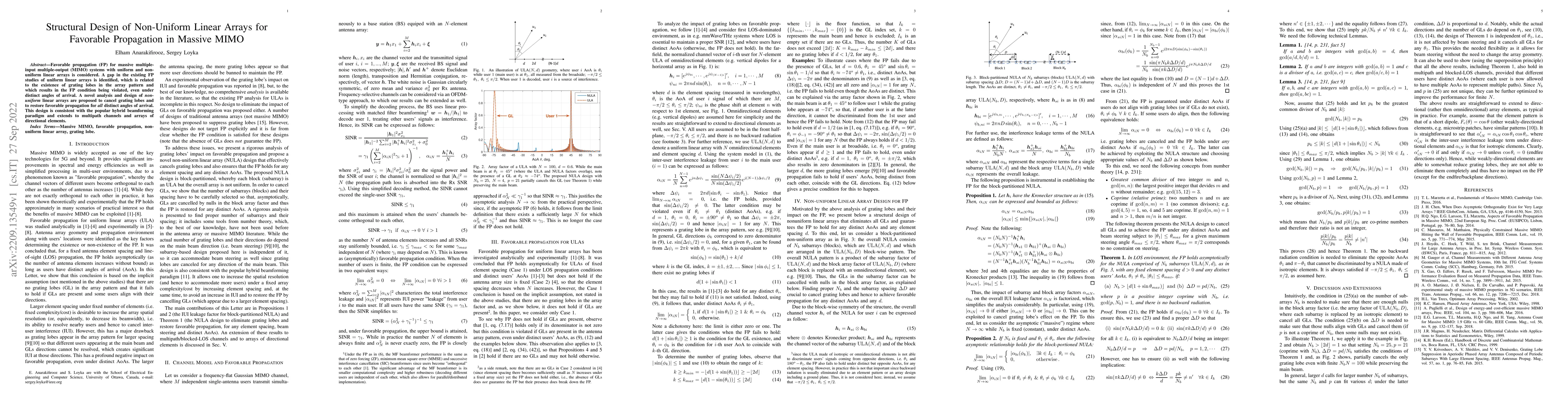 Thumbnail for Structural Design of Non-Uniform Linear Arrays for Favorable Propagation
  in Massive MIMO