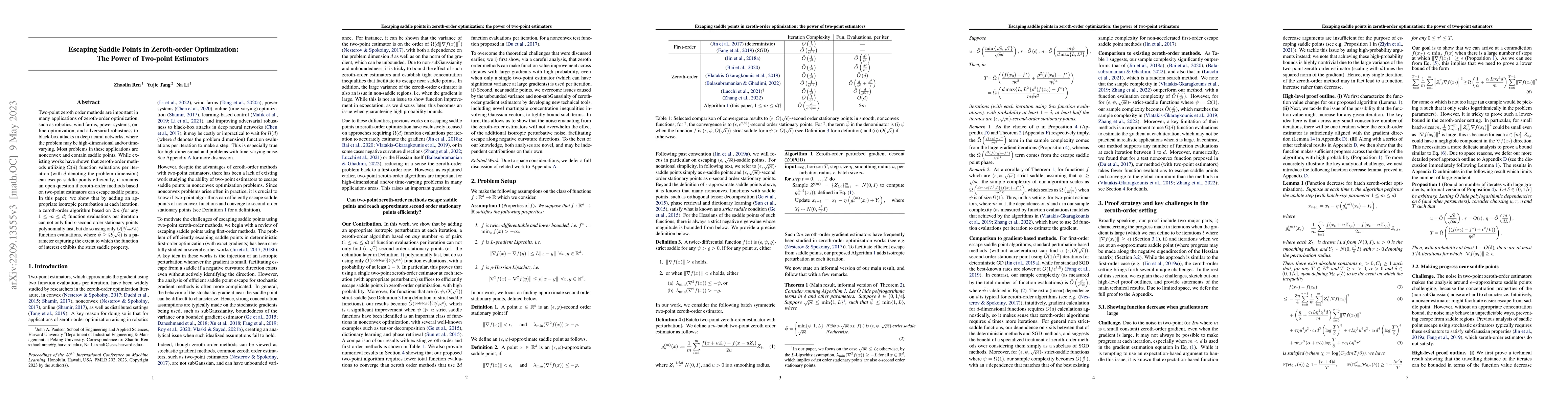 Thumbnail for Escaping saddle points in zeroth-order optimization: the power of
  two-point estimators