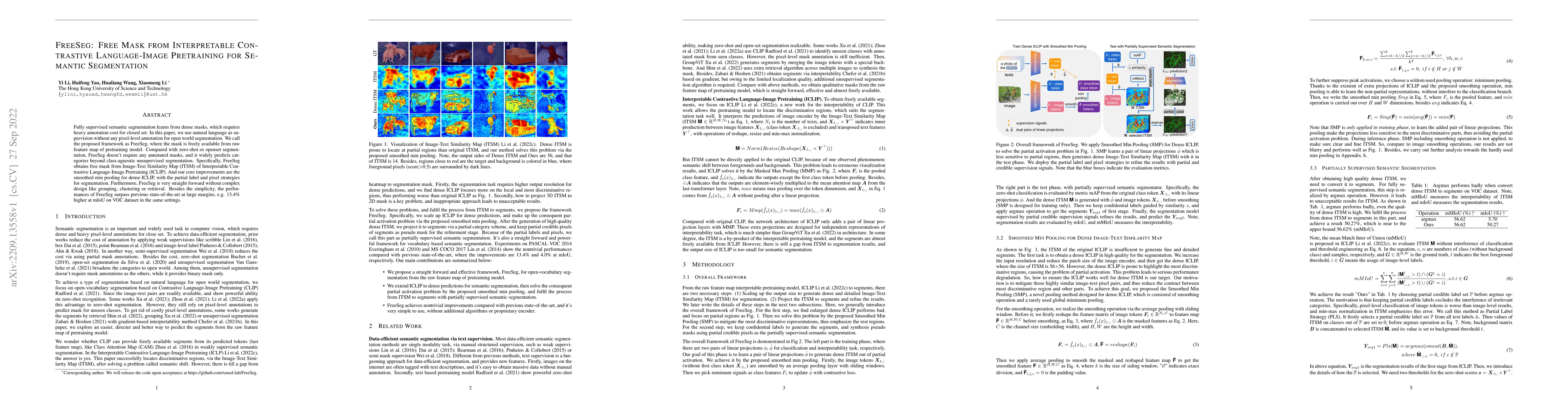 Thumbnail for FreeSeg: Free Mask from Interpretable Contrastive Language-Image
  Pretraining for Semantic Segmentation