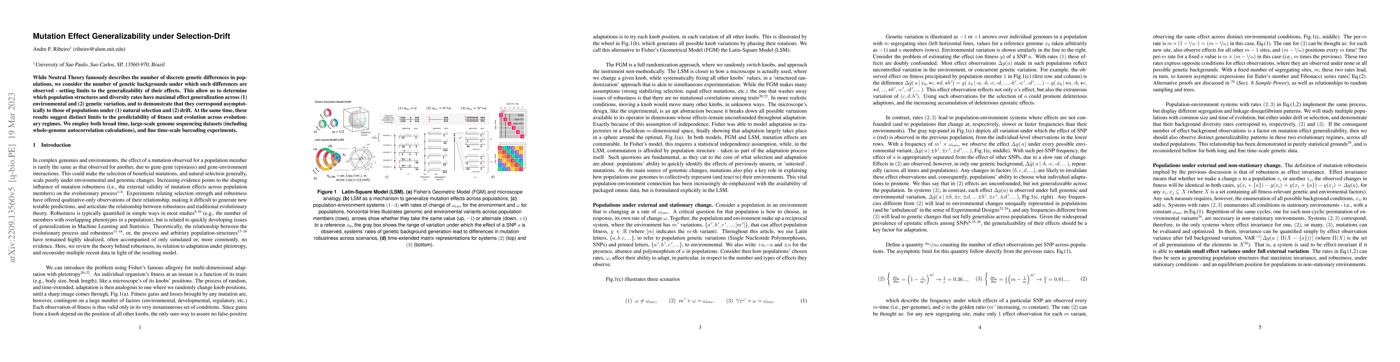Thumbnail for Mutation Effect Generalizability under Selection-Drift