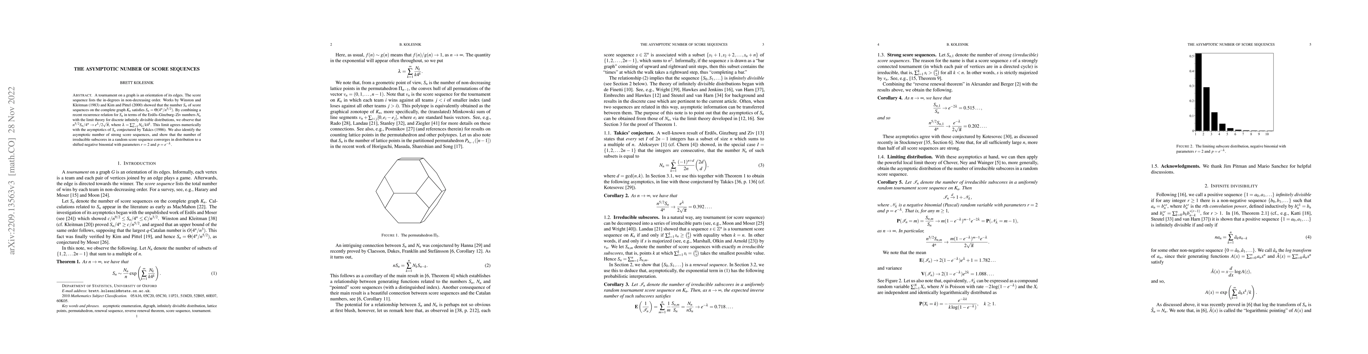 Thumbnail for The asymptotic number of score sequences