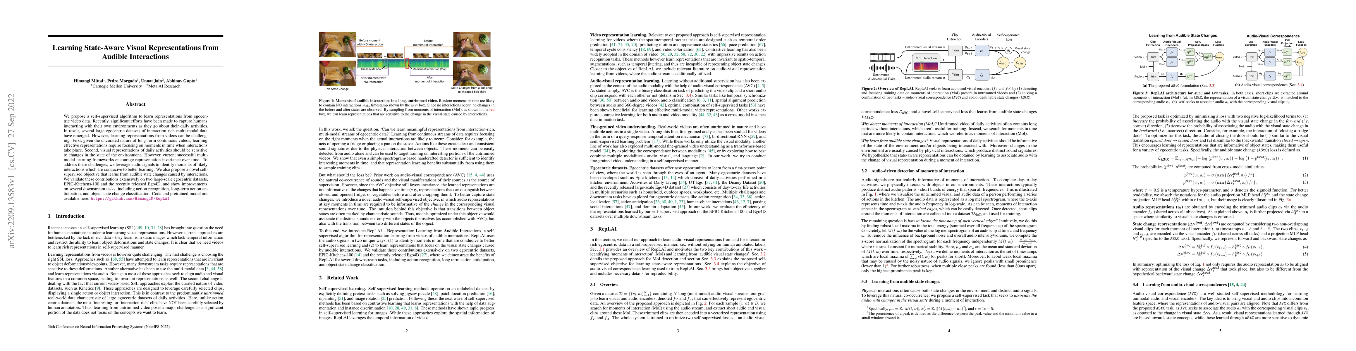 Thumbnail for Learning State-Aware Visual Representations from Audible Interactions