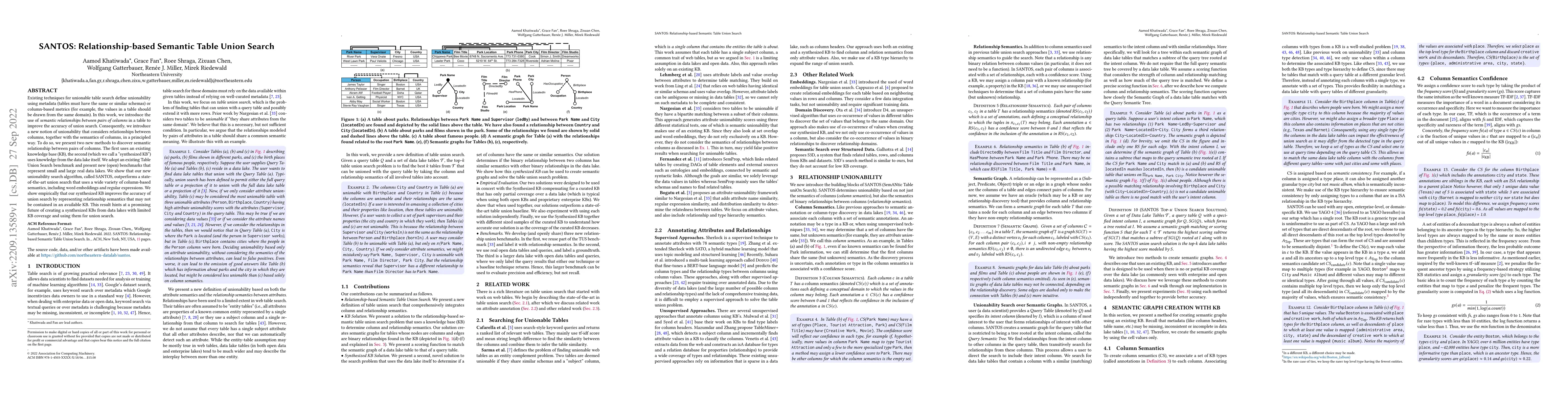 Thumbnail for SANTOS: Relationship-based Semantic Table Union Search