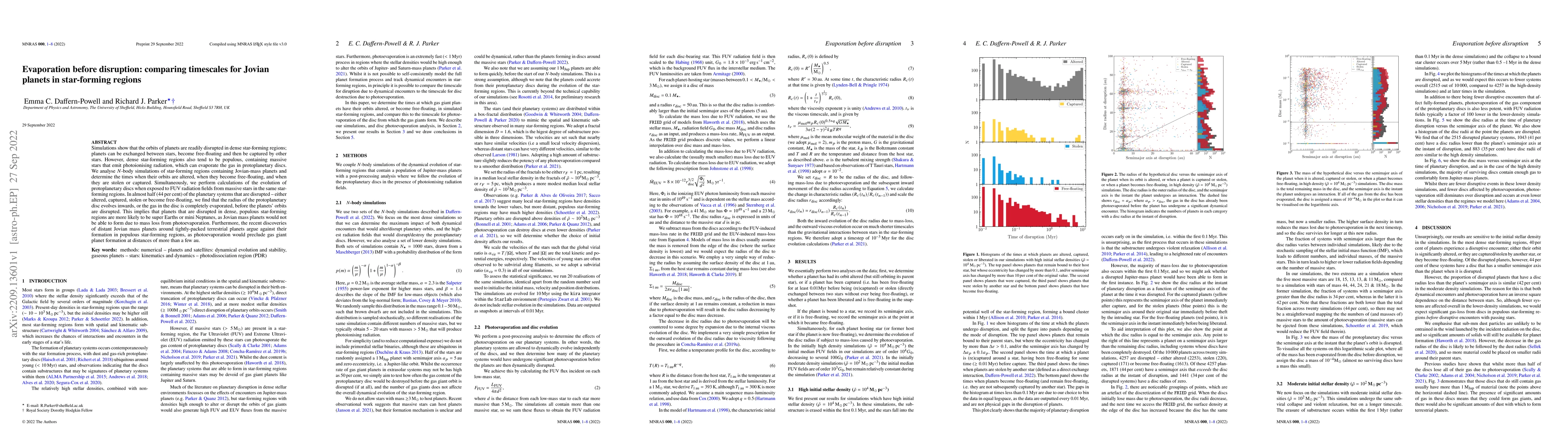 Thumbnail for Evaporation before disruption: comparing timescales for Jovian planets
  in star-forming regions
