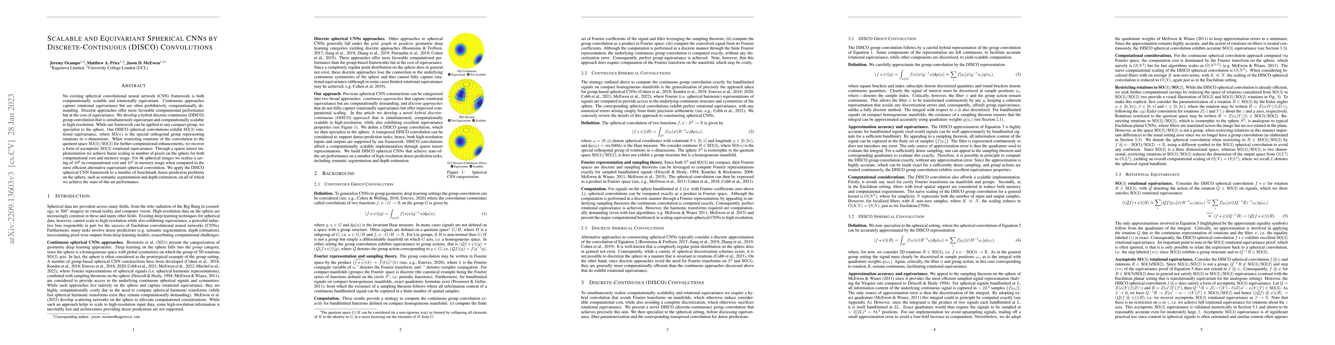 Thumbnail for Scalable and Equivariant Spherical CNNs by Discrete-Continuous (DISCO)
  Convolutions