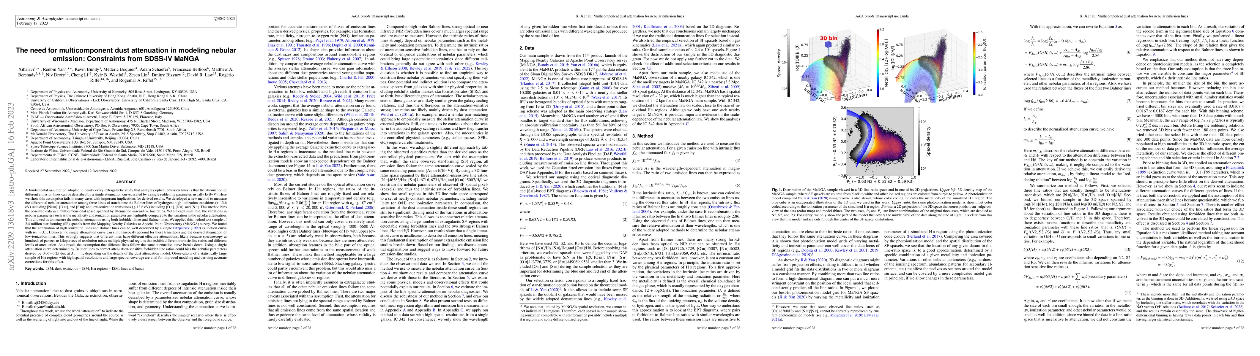 Thumbnail for The need for multicomponent dust attenuation in modeling nebular
  emission: Constraints from SDSS-IV MaNGA