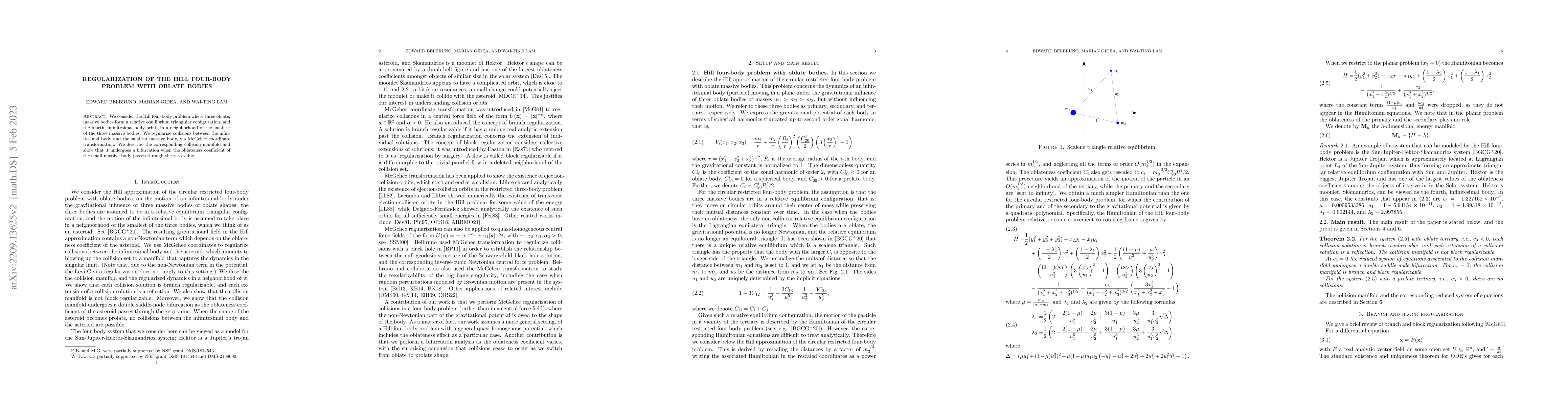 Thumbnail for Regularization of the Hill four-body problem with oblate bodies