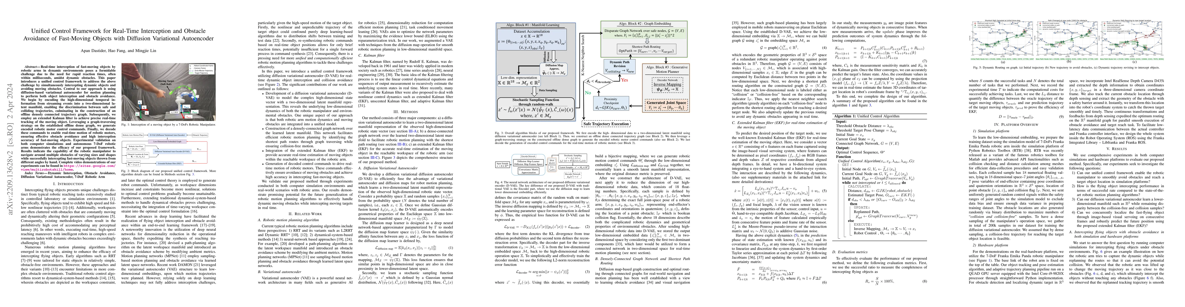 Thumbnail for Unified Control Framework for Real-Time Interception and Obstacle
  Avoidance of Fast-Moving Objects with Diffusion Variational Autoencoder