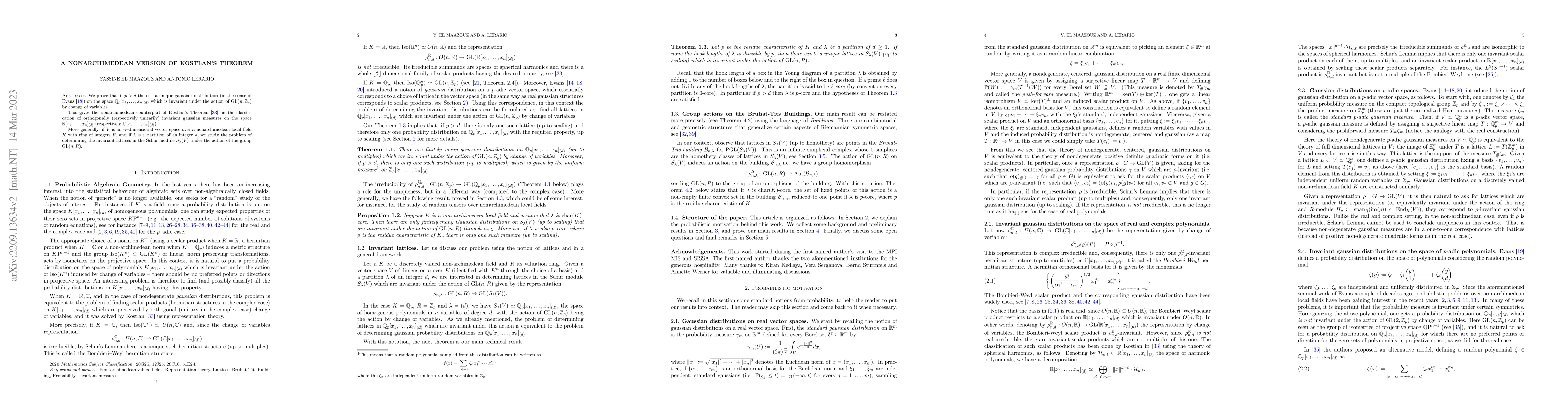 Thumbnail for A nonarchimedean version of Kostlan's theorem