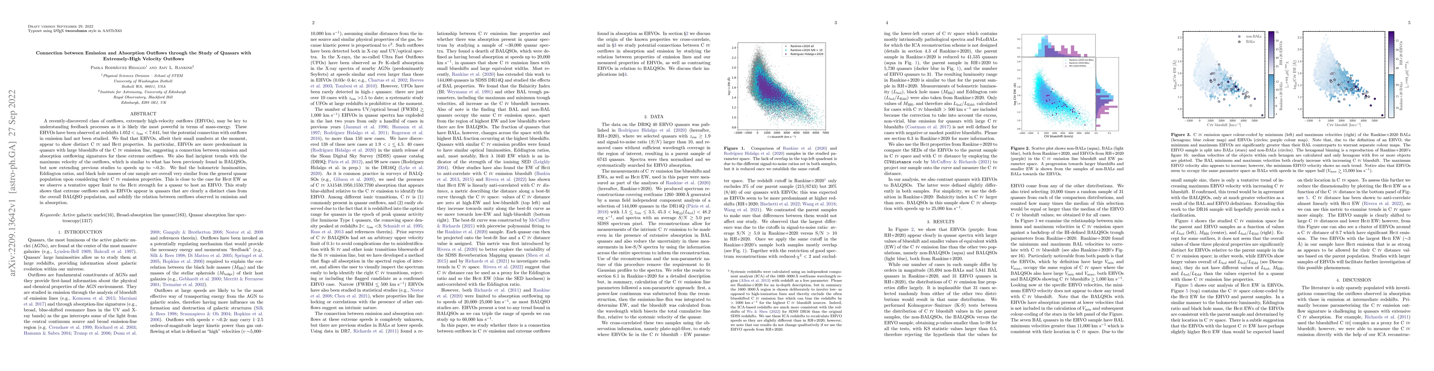 Thumbnail for Connection between Emission and Absorption Outflows through the Study of
  Quasars with Extremely-High Velocity Outflows