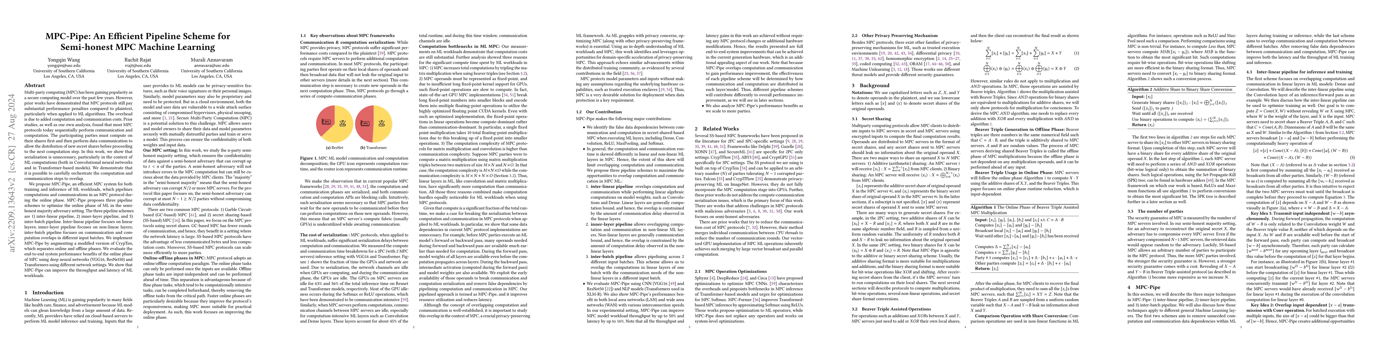 Thumbnail for MPC-Pipe: an Efficient Pipeline Scheme for Secure Multi-party Machine
  Learning Inference