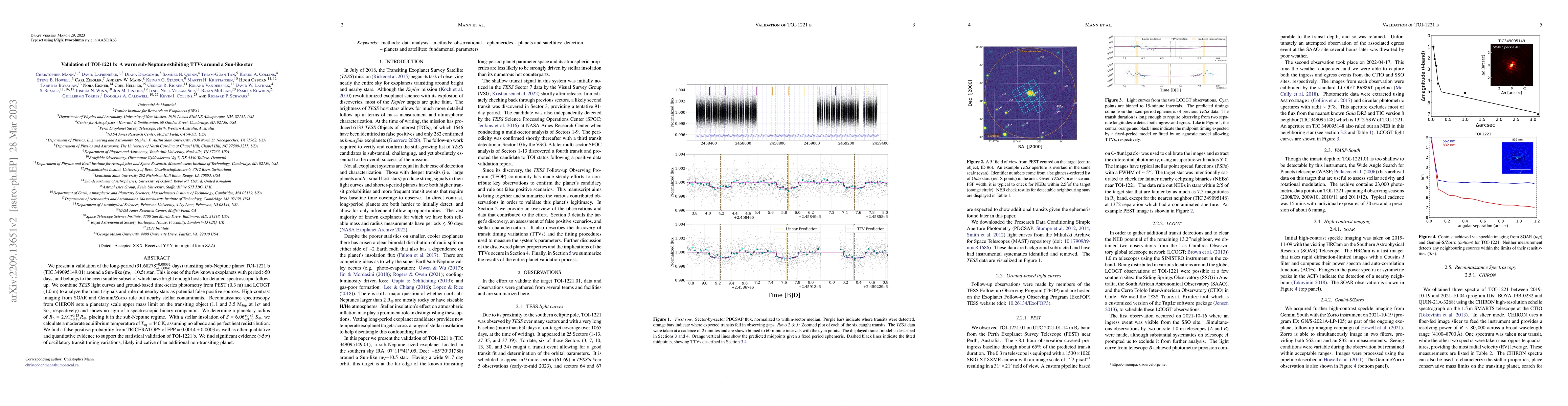Thumbnail for Validation of TOI-1221 b: A warm sub-Neptune exhibiting TTVs around a
  Sun-like star