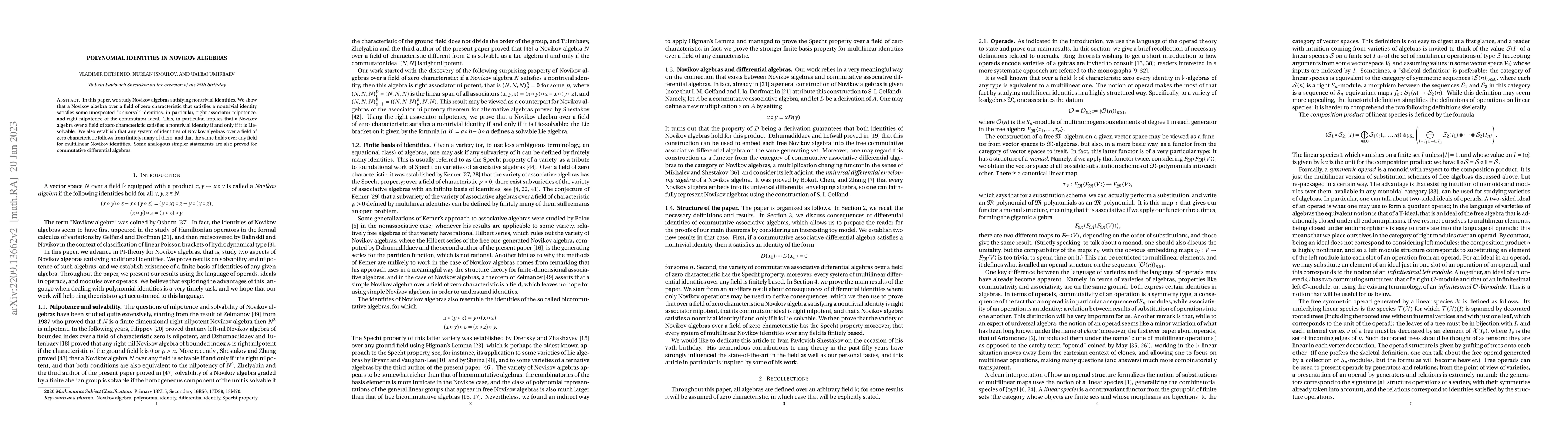 Thumbnail for Polynomial identities in Novikov algebras