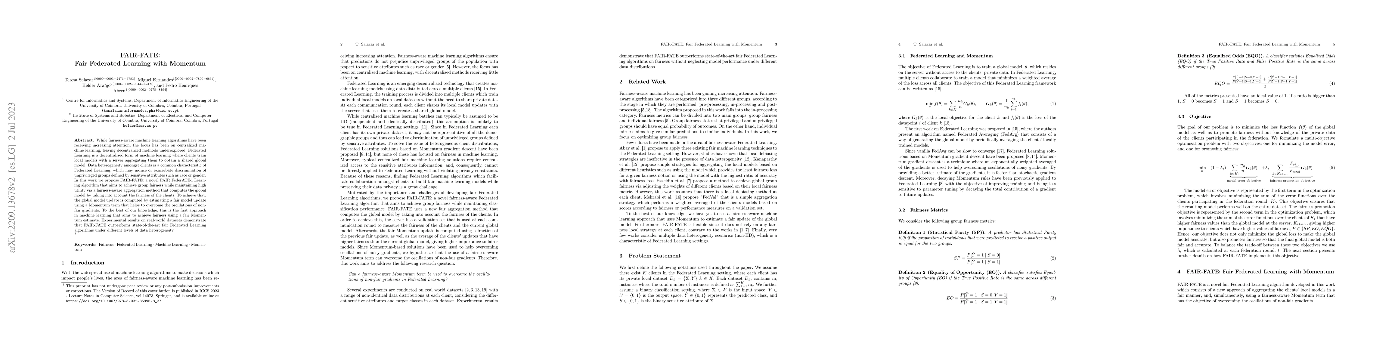 Thumbnail for FAIR-FATE: Fair Federated Learning with Momentum