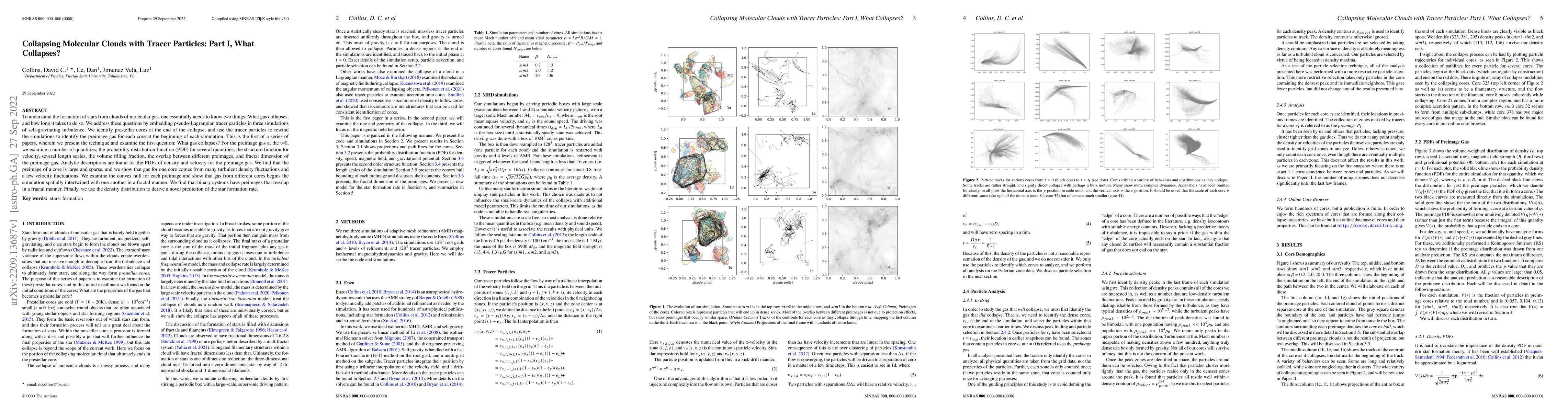 Thumbnail for Collapsing Molecular Clouds with Tracer Particles: Part I, What
  Collapses?