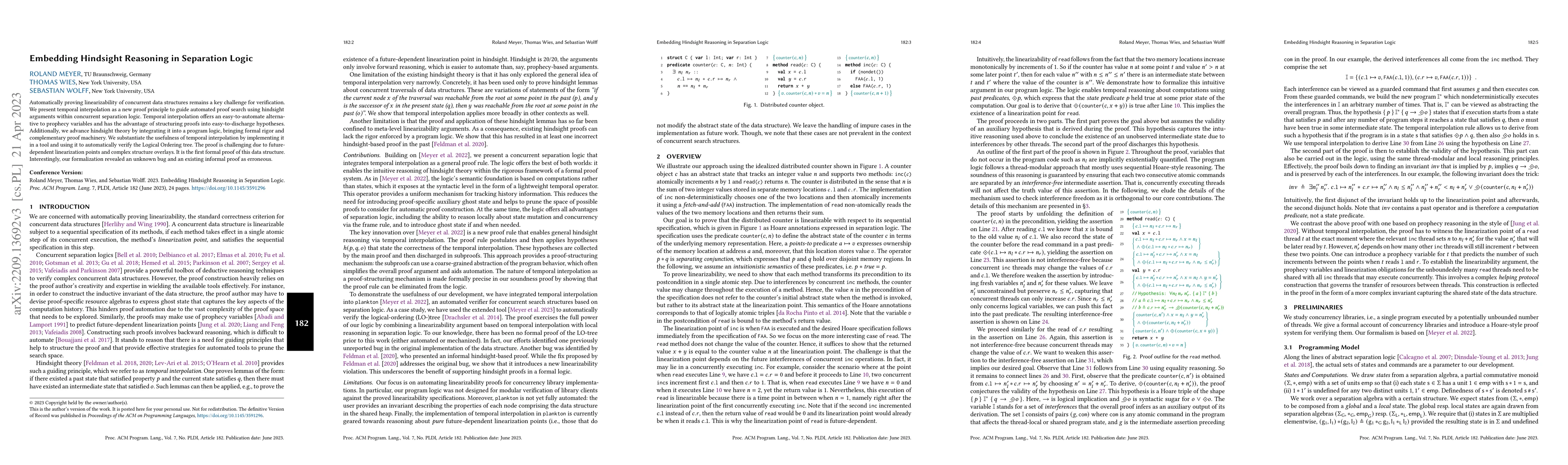 Thumbnail for Embedding Hindsight Reasoning in Separation Logic