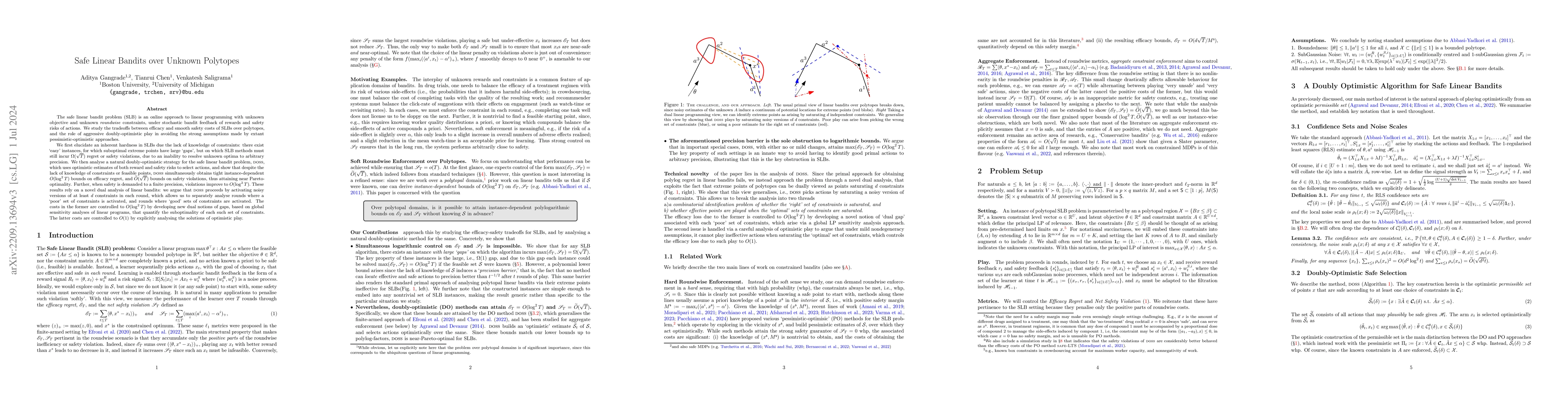 Thumbnail for Safe Linear Bandits over Unknown Polytopes