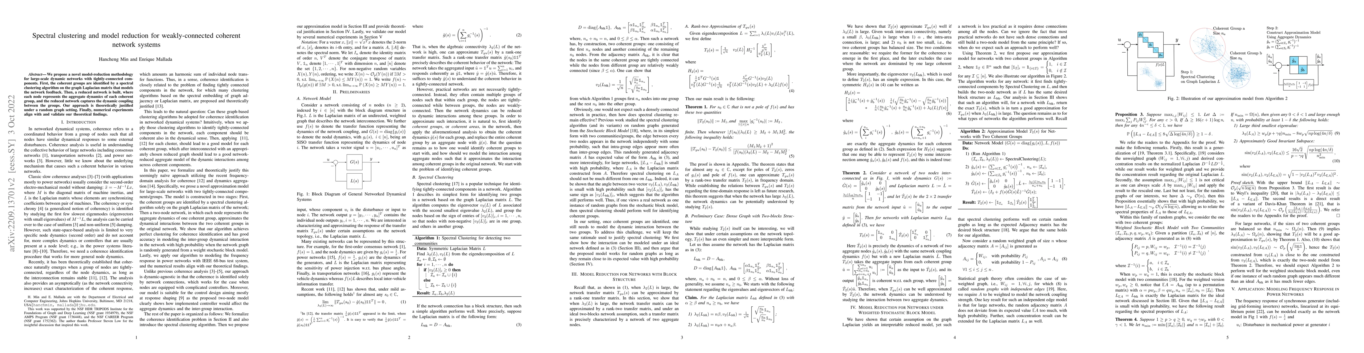 Thumbnail for Spectral clustering and model reduction for weakly-connected coherent
  network systems