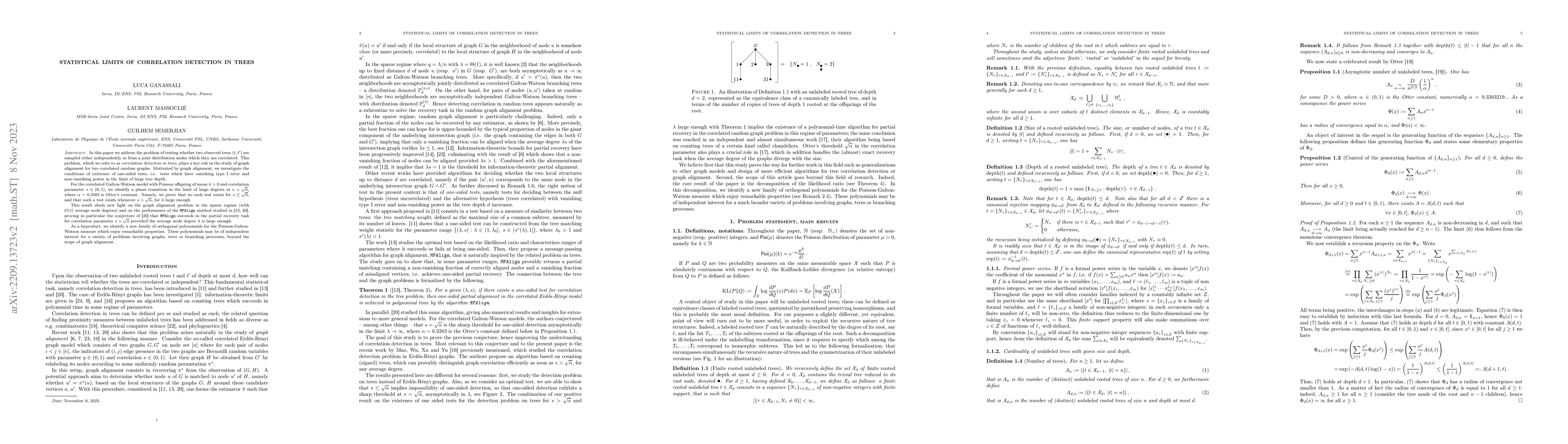 Thumbnail for Statistical limits of correlation detection in trees