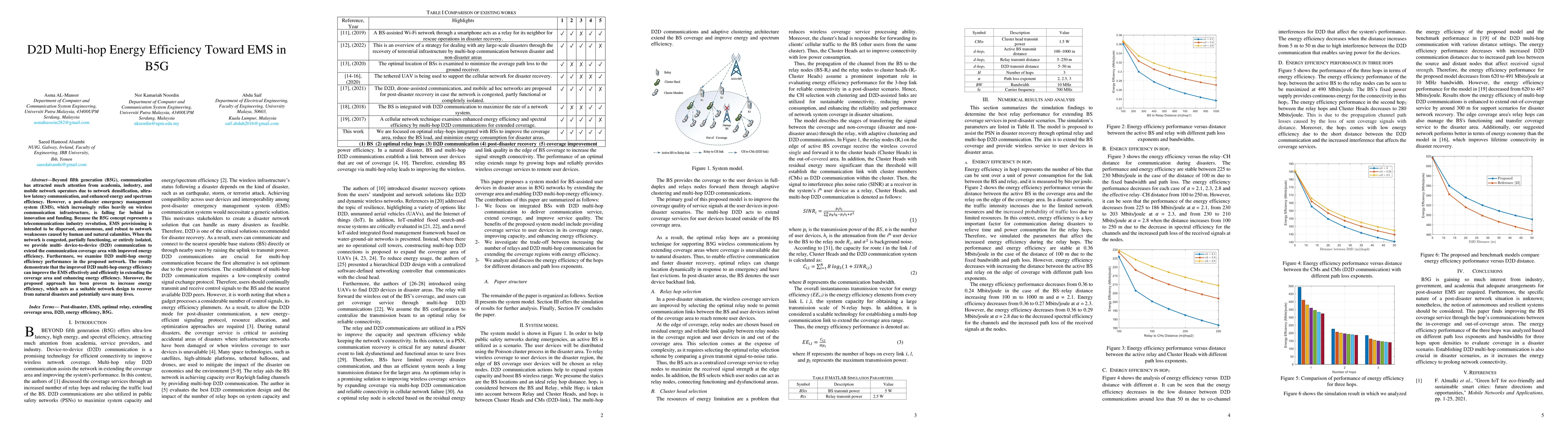 Thumbnail for D2D Multi-hop Energy Efficiency Toward EMS in B5G