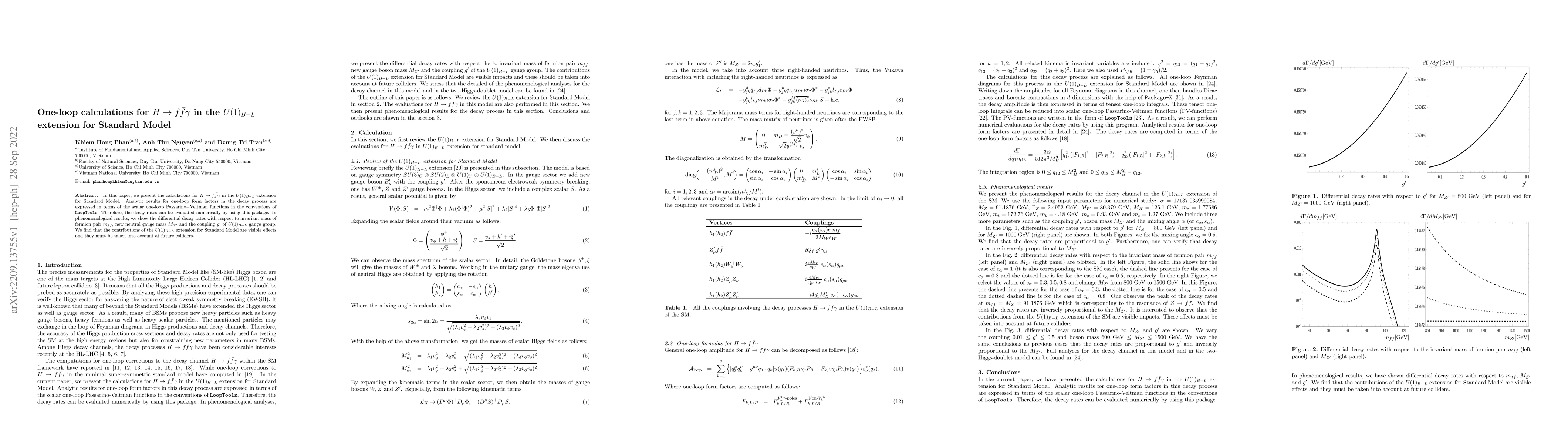 Thumbnail for One-loop calculations for $H\rightarrow f\bar{f}\gamma$ in the
  $U(1)_{B-L}$ extension for Standard Model