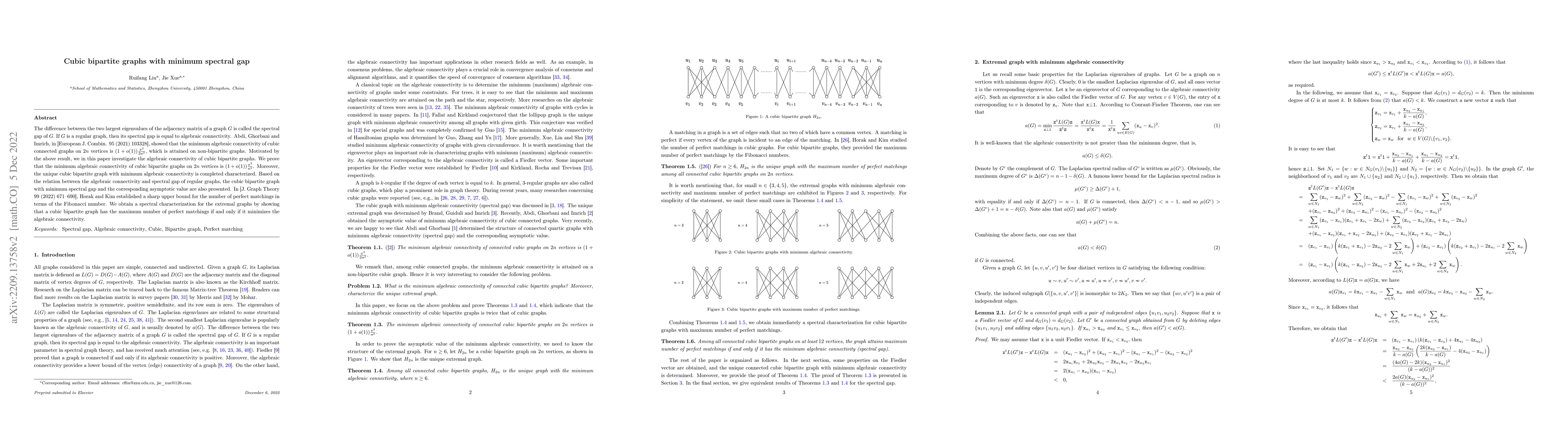 Thumbnail for Cubic bipartite graphs with minimum spectral gap