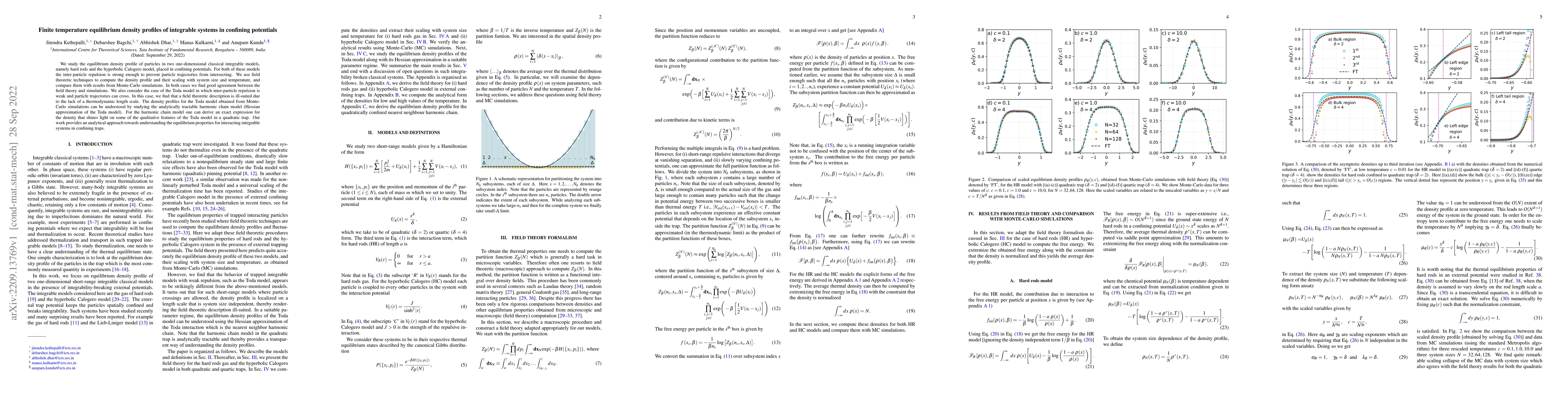 Thumbnail for Finite temperature equilibrium density profiles of integrable systems in
  confining potentials