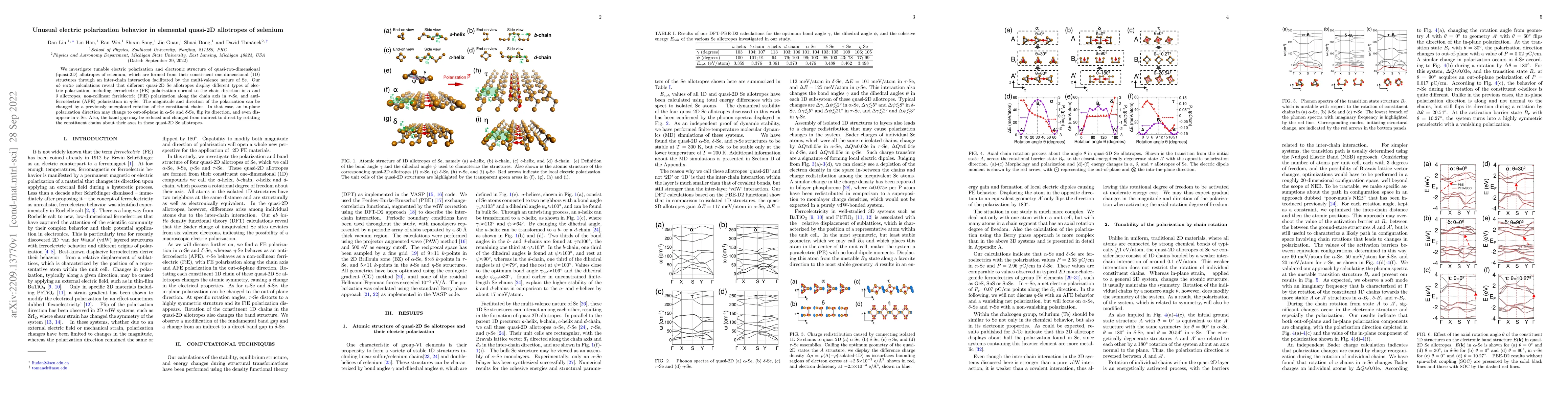 Thumbnail for Unusual electric polarization behavior in elemental quasi-2D allotropes
  of selenium