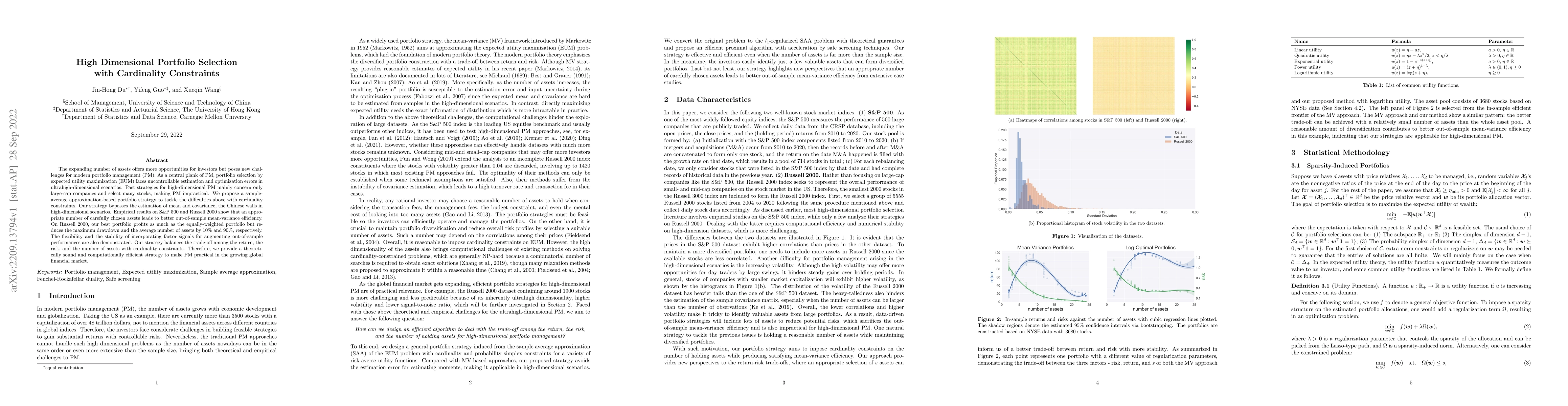 Thumbnail for High Dimensional Portfolio Selection with Cardinality Constraints