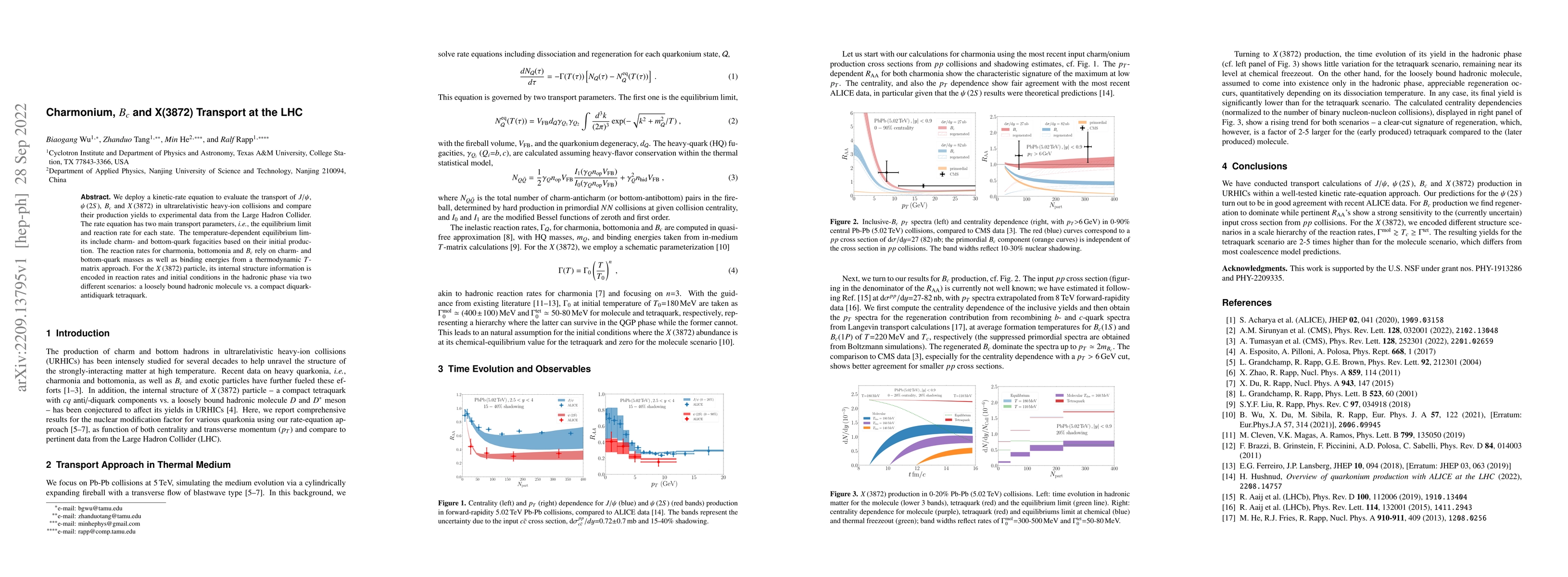 Thumbnail for Charmonium, $B_c$ and X(3872) Transport at the LHC