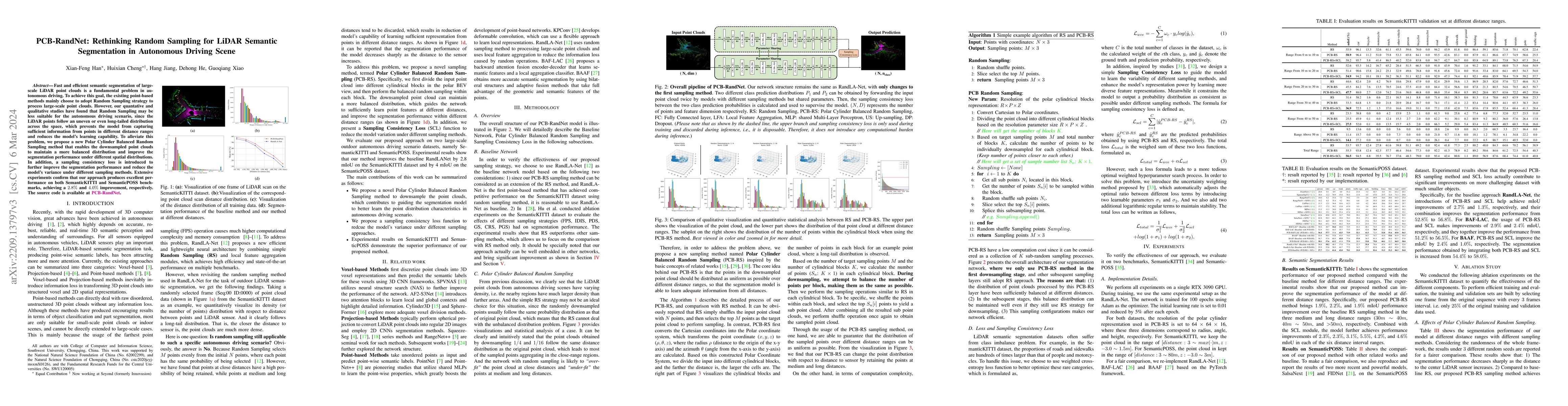 Thumbnail for PCB-RandNet: Rethinking Random Sampling for LIDAR Semantic Segmentation
  in Autonomous Driving Scene