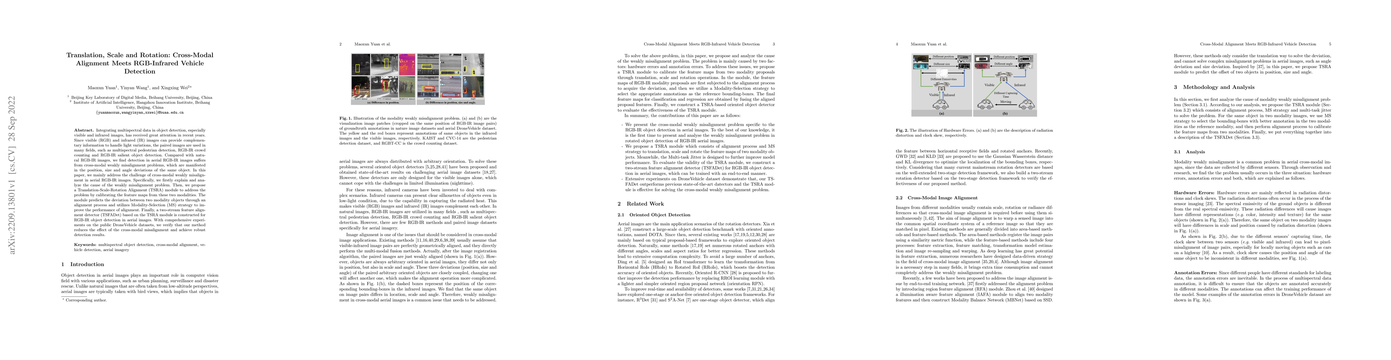 Thumbnail for Translation, Scale and Rotation: Cross-Modal Alignment Meets
  RGB-Infrared Vehicle Detection