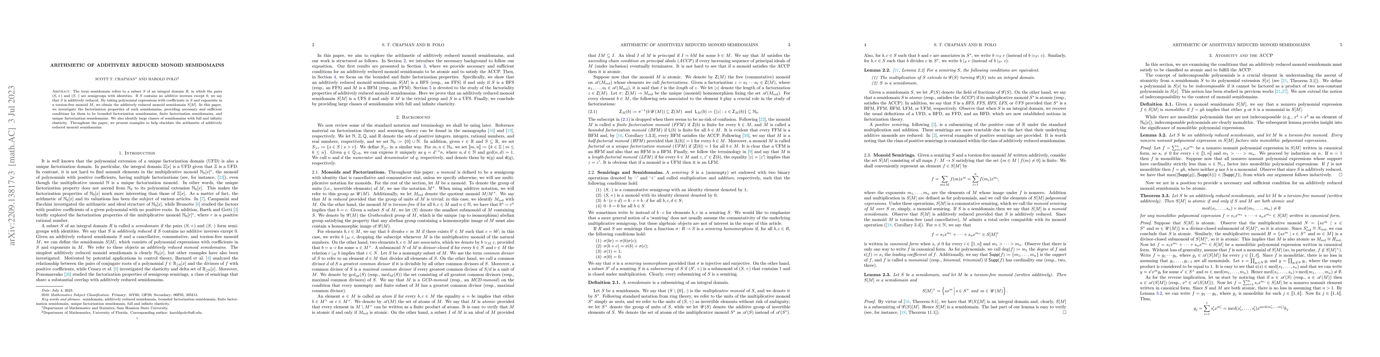 Thumbnail for Arithmetic of additively reduced monoid semidomains